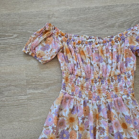 Tularosa Aurora Off-Shoulder Floral Smocked Waist Mini Dress Small NWOT $198 - Picture 6 of 17